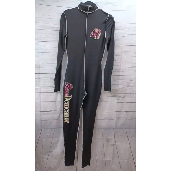 Womens Jumpsuit Black Long Sleeve Stretch Raw Demeanor M - Picture 1 of 9